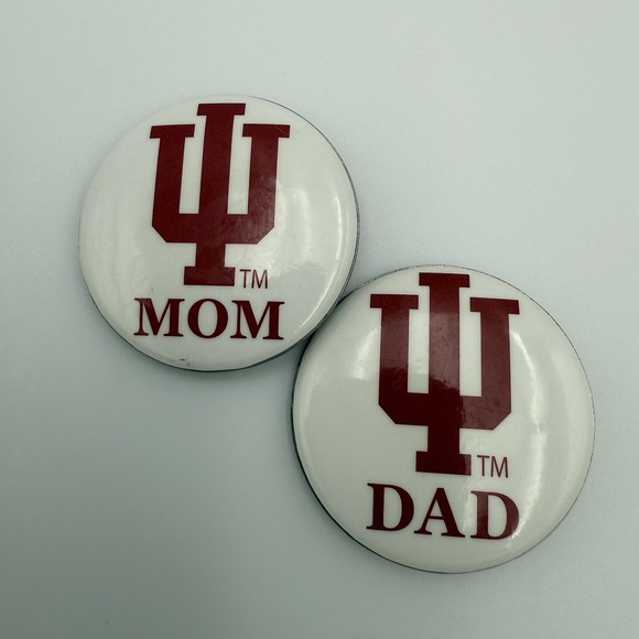 Other - Vtg Indiana Hoosiers Pin Back Buttons 1.5 in Proud Mom Dad Football‎ Basketball